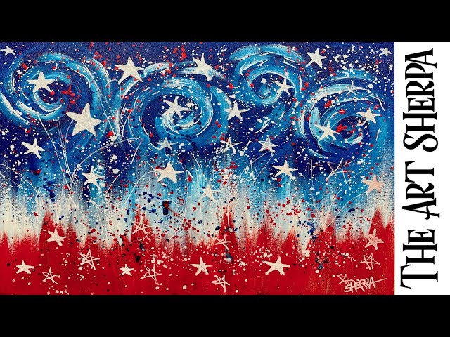 Abstract 4th of July 🌟🎨 EASY FIRST PAINTING for beginners: Paint Night at Home