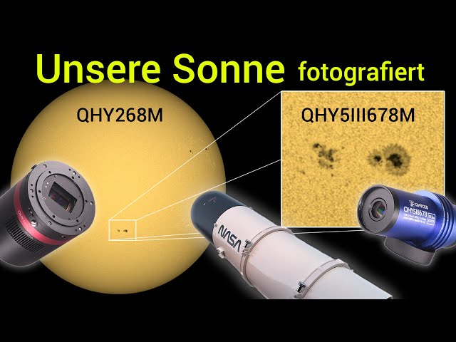 Unsere Sonne fotografiert mit QHY5III678M & QHY268M - Blick durch mein Teleskop