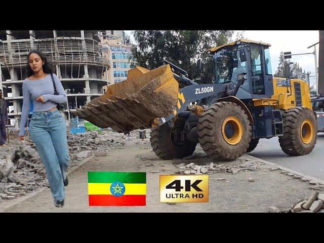 የፈረሰው መንገድ ሀያት, 🇪🇹 Addis Ababa walking Tour 2024 , Ethiopia [4K]