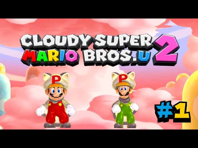 New Super Mario Bros U Cloudy 2 – 2 Players World 1 Co Op Walkthrough