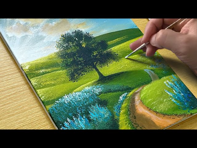 Painting a Spring Scenery / Acrylic Painting / STEP by STEP