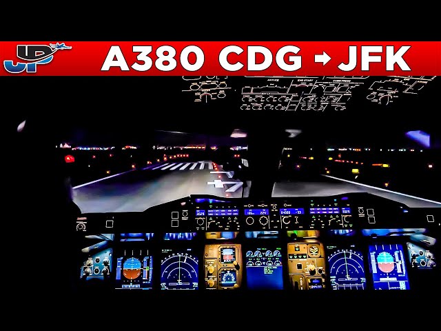 HiFly Airbus A380 Cockpit Paris CDG🇫🇷 to New York JFK🇺🇸