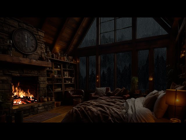 Gentle Rainfall and Fireplace Sounds for Deep Sleep and Stress Reduction - 99% Instanly Fall Asleep