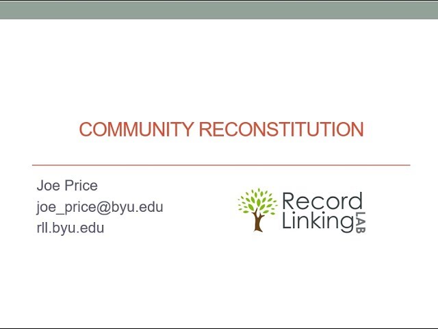 Community Reconstitution by Joe Price (Updated Aug 2018)