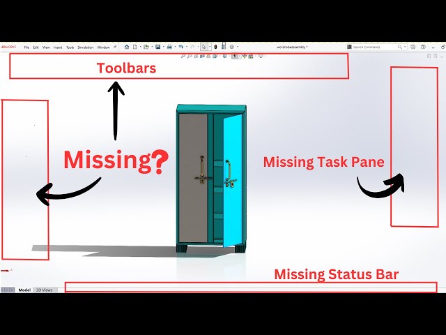 SolidWorks 2021:  MISSING Toolbars, Task Pane, Feature Manager, Motion Study, Status bar etc.