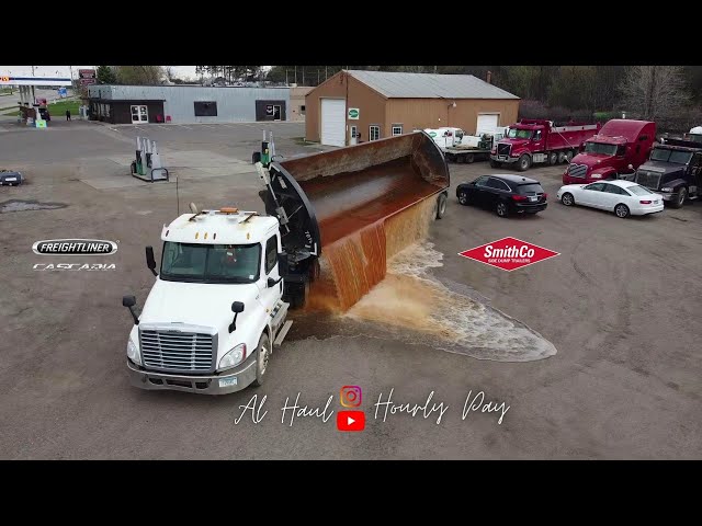 Epic SmithCo Side dump Trailer dumping water | Drone Video