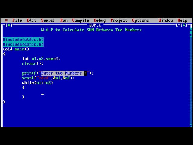 C Program to Calculate Sum between Two Numbers | Learn Coding
