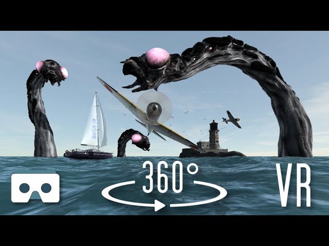VR 360 3D video: Sea Monsters. Virtual Reality Scary Videos for Oculus Go, VR Box, Samsung Gear VR