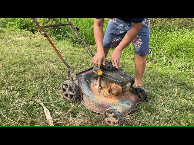 Industrial lawn mower restoration | restore old machine cut grass