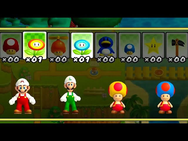 Newer Super Mario Bros Wii – 4 Players Walkthrough Co Op World 1 #2