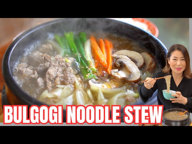 EASY Bulgogi Stew with JapChae Noodles [Bulgogi Hot Pot] 뚝배기 불고기, 따뜻한 국물 불고기, 당면 후루룩, 불고기 양념