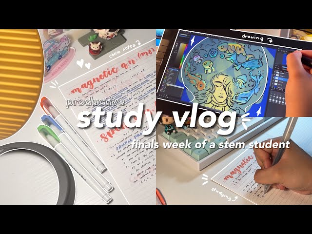 productive study vlog 🖇🍎 lots of note taking, hoyofest, drawing ft. veikk table
