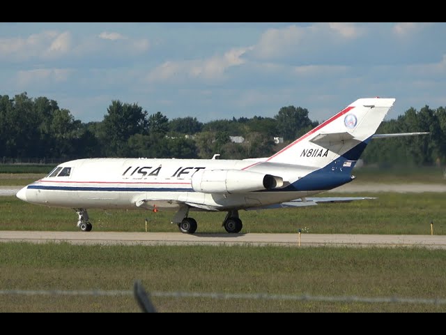 USA Jet Falcon 20 take off, YIP
