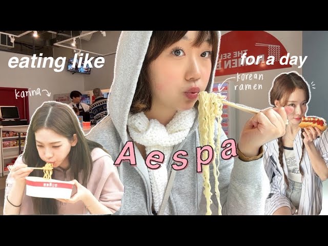 EATING LIKE AESPA FOR 24 HOURS (ramen, samgyeopsal,  pastries, and more!)