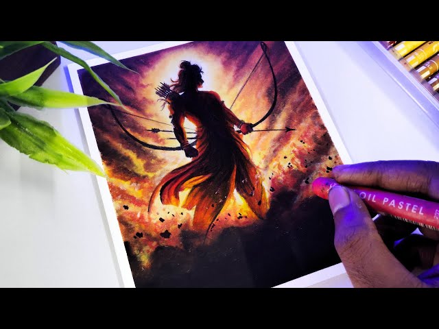 Shri Ram Drawing with Oil Pastel Easy Step by Step | Ram Navami Drawing | #35