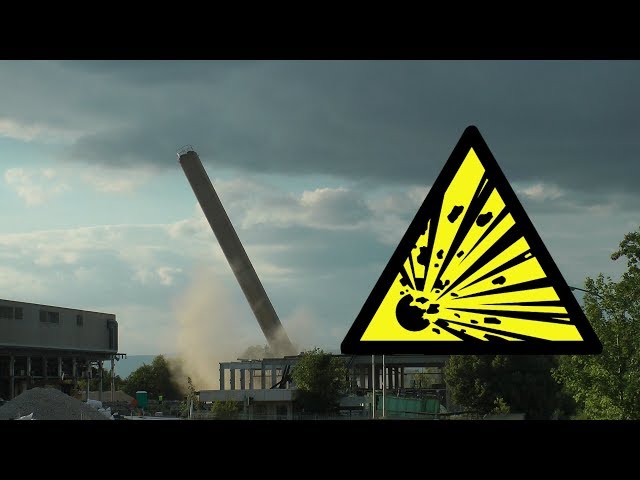 Blowing up a chimney | Sprengung eines Schornsteins | Mainz