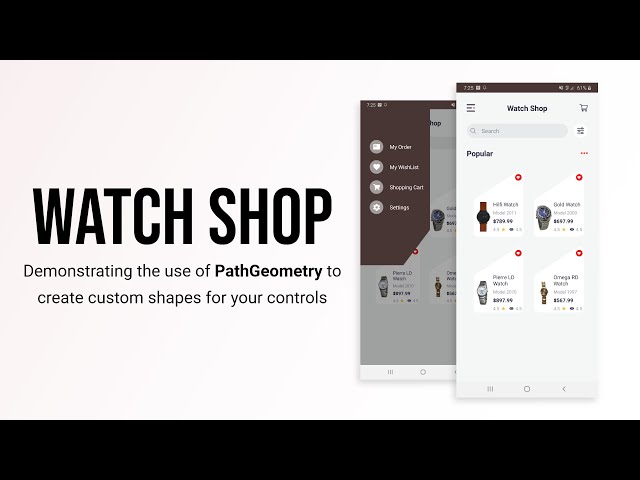 Watch Shop Ecommerce App in Xamarin Forms | Xamarin.Forms Shapes & Path