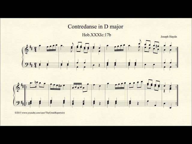 Joseph Haydn, Contredanse in D major, Hob XXXIc 17b, Harpsichord