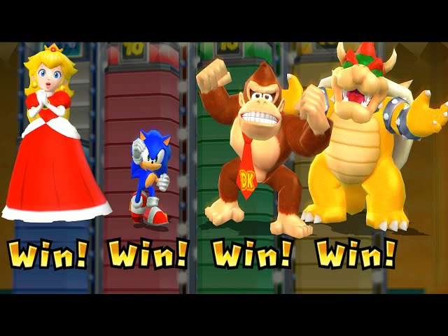 Mario Party 9 Mod Step It Up - Sonic vs Peach vs bowser vs Donkey Kong #MarioGame