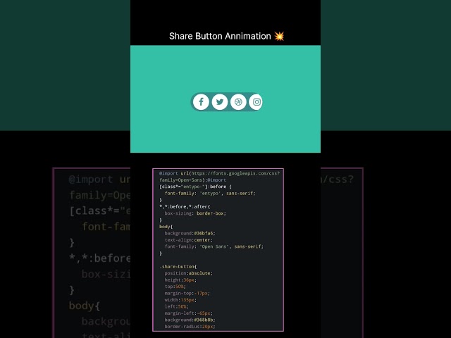 share Button Annimation 💥 effects in html css project how to make a share button #html #css #short