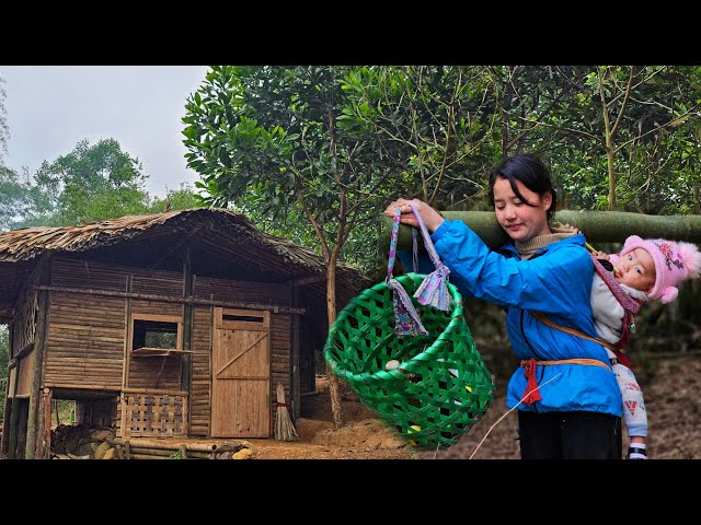 60 Days:17 Year Old Single Mother Builds a bamboo house - Makes a clay kitchen - Building a new life