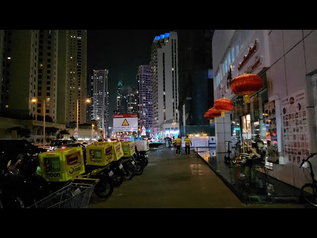 Dubai UAE Walkthrough: Explore "Nightlife" in DUBAI MARINA after 9pm (2.17.24: 4K-UHD)