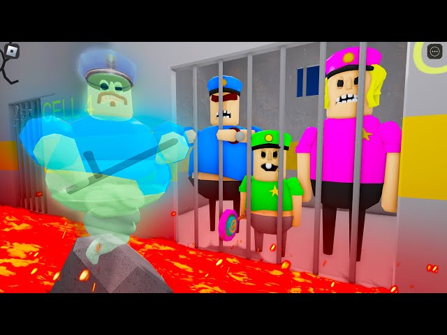 POLICE FAMILY VS GHOST BARRY'S PRISON RUN! ROBLOX New Scary Obby (#Roblox)