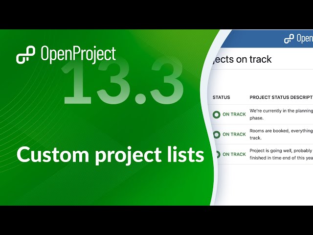 OpenProject Release 13.3: Custom project lists