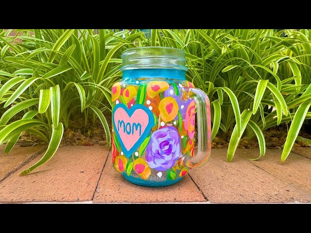 DIY Floral Mason Jar Painting Tutorial for Mother's Day