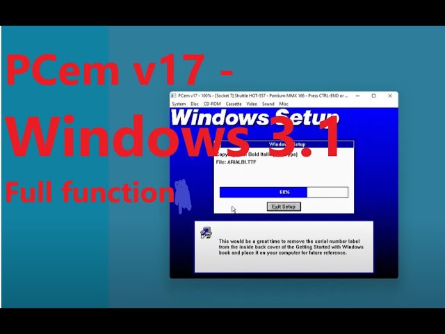 PCem v17 - Windows3.1 ( Audio: .wav & .mid, CDROM, Display: 800*600 256 color)