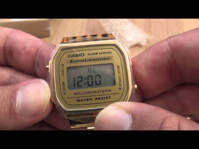 Casio Unisex Gold Digital Alarm Watch A168WG-9WDF