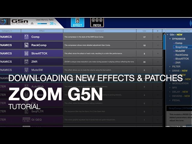 Zoom G5n: Downloading New Effects and Patches