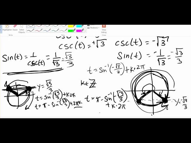 Solving a quadratic trig function with Cosecant: csc^2(t)=1