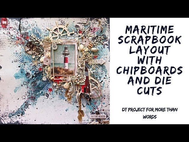 Maritime scrapbooking layout with mixed media techniques