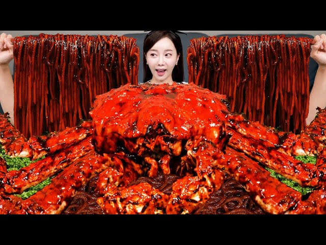 [Mukbang ASMR] Giant Kingcrab 🦀 Spicy Shrimp Jjajang myeon Seafood Noodle Recipe Eatingshow Ssoyoung