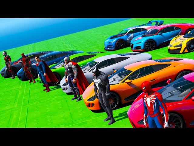 Stunt city Heroes Challenge GTA V Super mod Sport Hero Cars Hulk Deadpool Thor Spiderman Venom