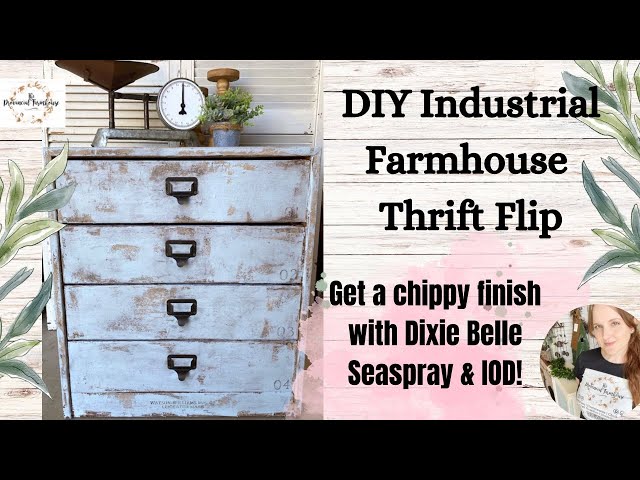 DIY Industrial Farmhouse Drawers Thrift Flip using IOD | Stencilling | Rustic Cottage | Storage