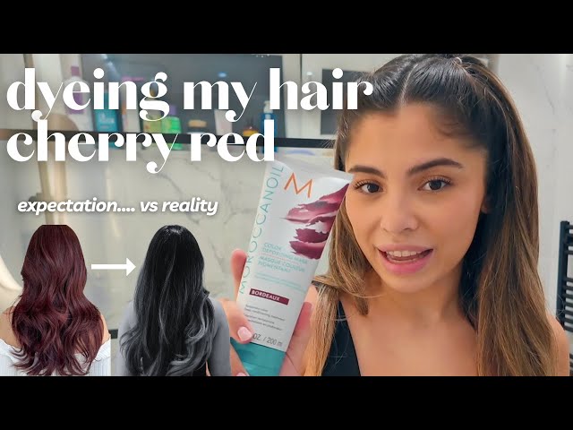 Trying the MOROCCAN OIL COLOR DEPOSITING MASK in Bordeaux to get cherry red hair | REVIEW 🥹