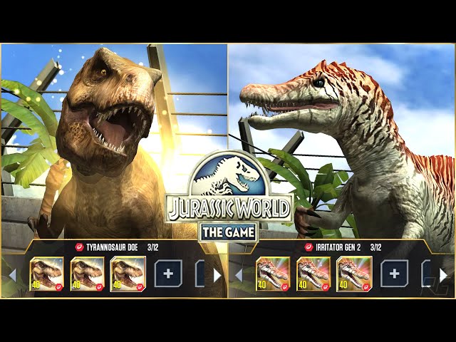TYRANNOSAUR DOE, IRRITATOR GEN 2 X3 MAX LEVEL 40. BATTLE & ALL ANIMATION | Jurassic World The Game