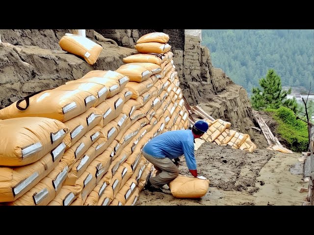 You Won't Believe How a Wall is Made from Cement Bags - Incredible Construction Techniques