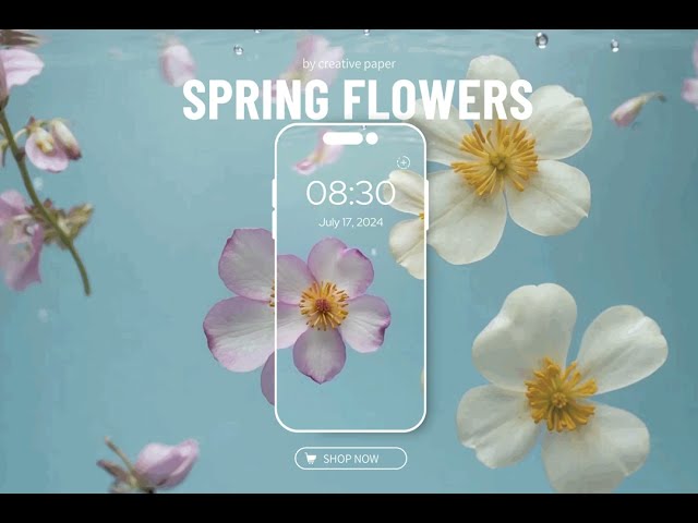 Animated Water Wave & Spring Flowers