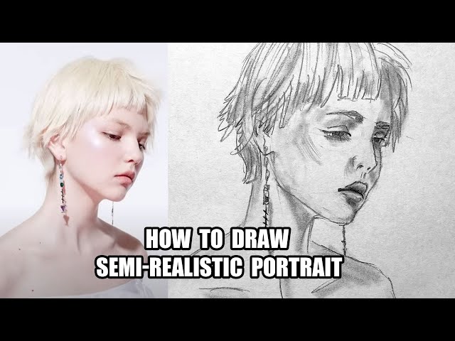 Drawing Tutorial / How to Draw Semi-Realistic Portrait with a Pencil / Simple Method