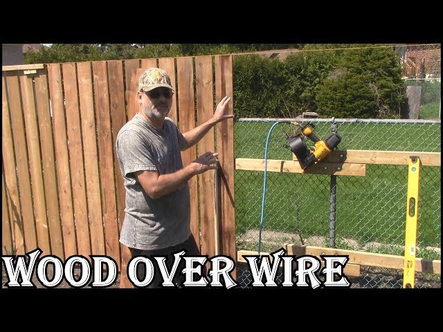 WOODEN  FENCE OVER A WIRE FENCE - WOOD VENEER STYLE EASY TO DO