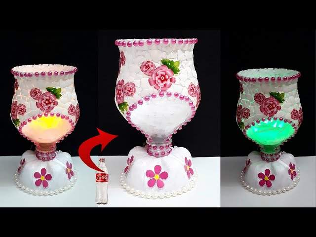 Tealight holder/Showpiece made from Plastic Bottle | Best out of waste home decoration idea