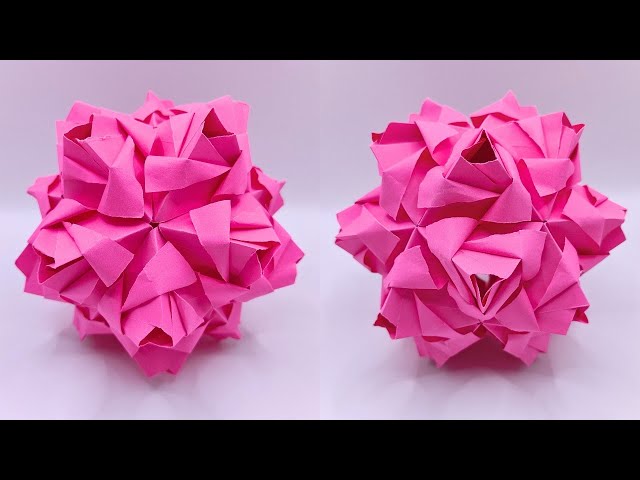 Origami ROSE KUSUDAMA | How to make a paper rose kusudama