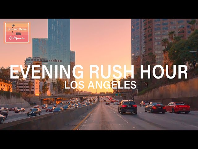 Driving in Los Angeles Freeway during Evening Rush Hour Traffic - Downtown LA to Playa Del Rey
