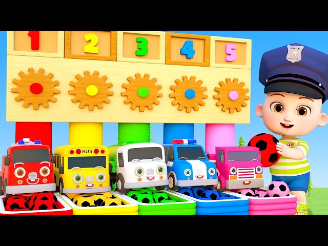 Wheels On the Bus in the Bed | Color Balls & Sing a Song! | Baby Police Nursery Rhymes & Kids Songs
