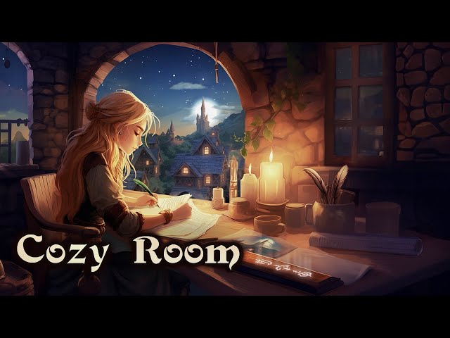 Cozy Ambience - Fantasy Room | Studying, Writing - Ambience & Sounds - Night