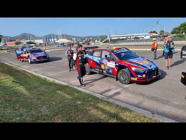 WRC Rally Italia Sardegna 2022 tyres and brakes warm up before ss1 in Olbia