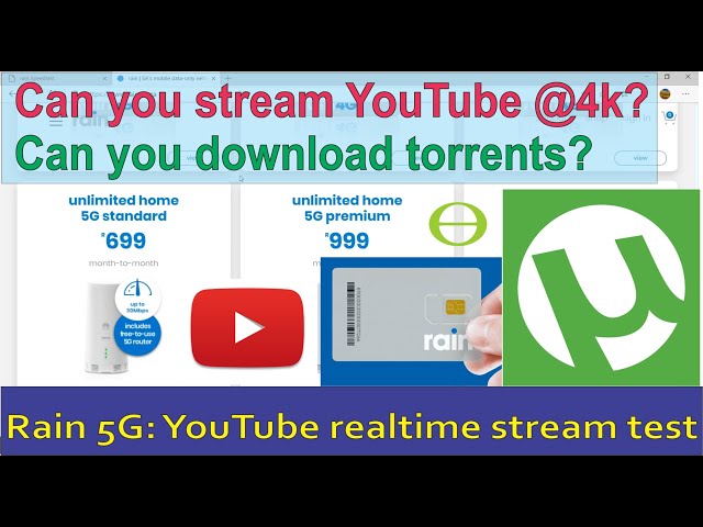 Rain 5G network Home Unlimited option: Can you stream YouTube @4k? Can you download torrents?